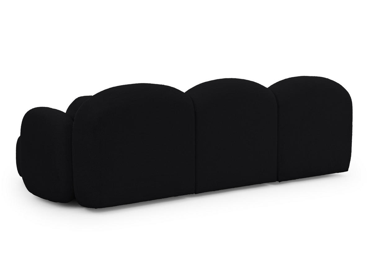 ECKSOFA Nuvola mit abgerundetem Design Schwarz Bouclé-Stoff - Ottomane Rechts - Schwarz, Holz/Kunststoff (268/146cm) - S-Style Möbel