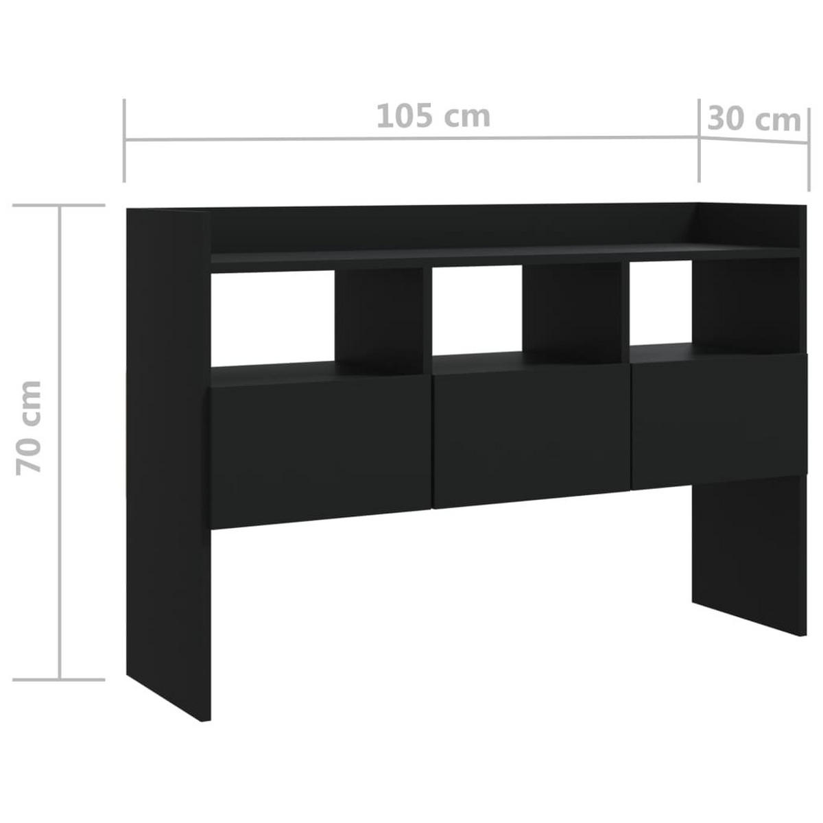 SIDEBOARD mit 3 Fächern, 3 Schubladen 105/30/70 cm aus Holzwerkstoff Schwarz - Schwarz, Holz (105/70/30cm) - vidaXL