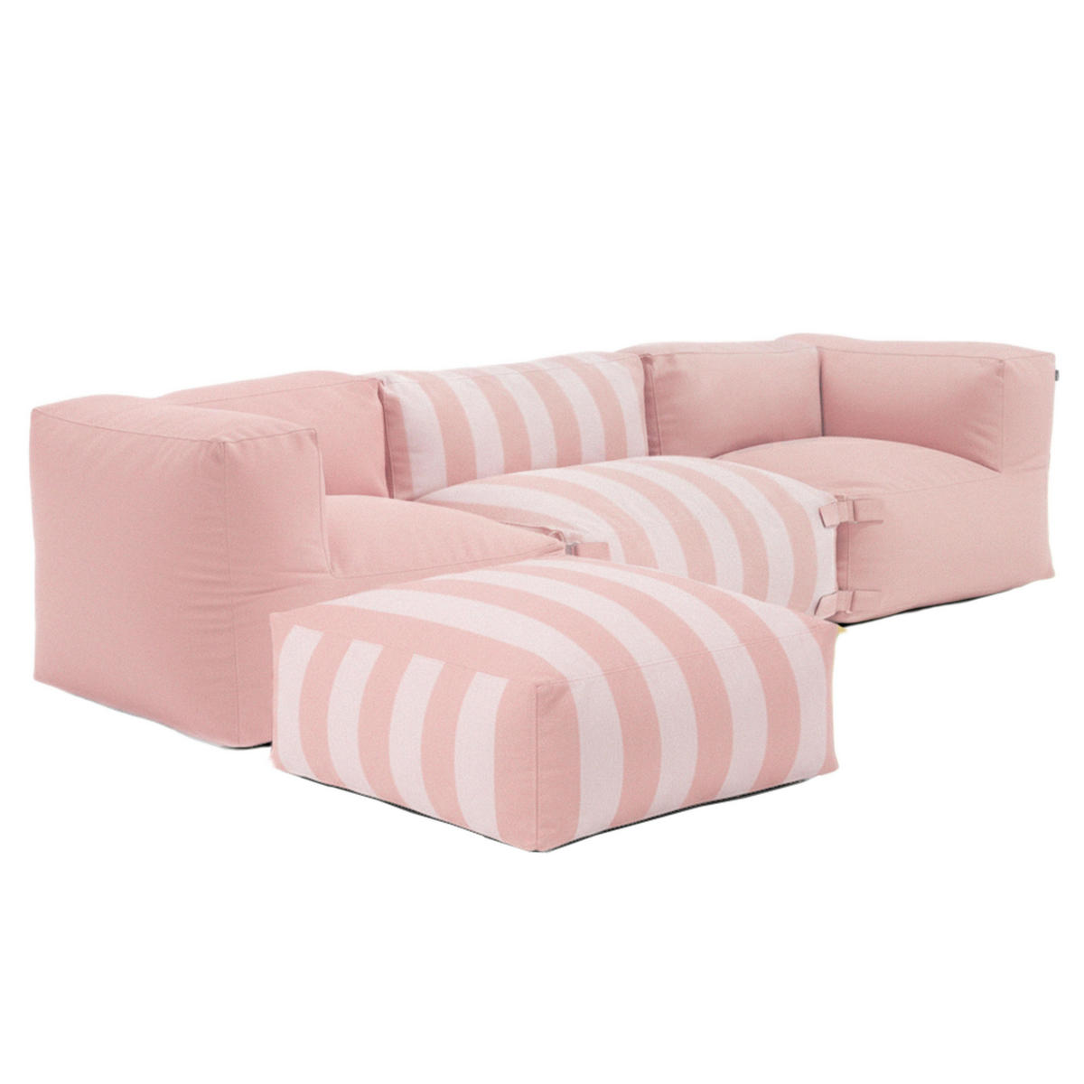 GARTENSOFA mit 4 Sitzplätzen, Puderrosa - Pink, Textil (85/65/255cm) - Oviala