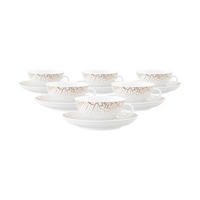 TEETASSEN MIT UNTERTASSEN Liberty Krakelee weiß-bronze 140 ml 6er Set - Weiß/Bronzefarben, Keramik (0.14L) - Seltmann Weiden
