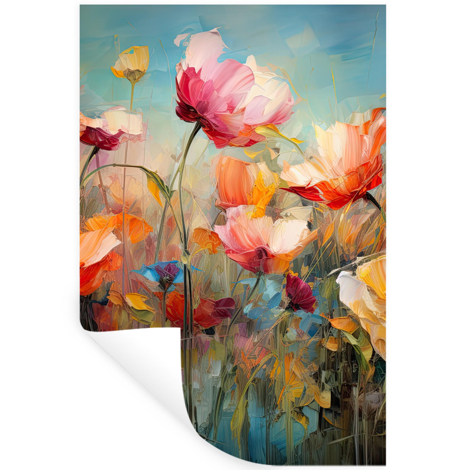 MuchoWow SAMOLEPKA NA ZEĎ Květiny - Akvarel - Umění - Botanické - Příroda 40x60 cm