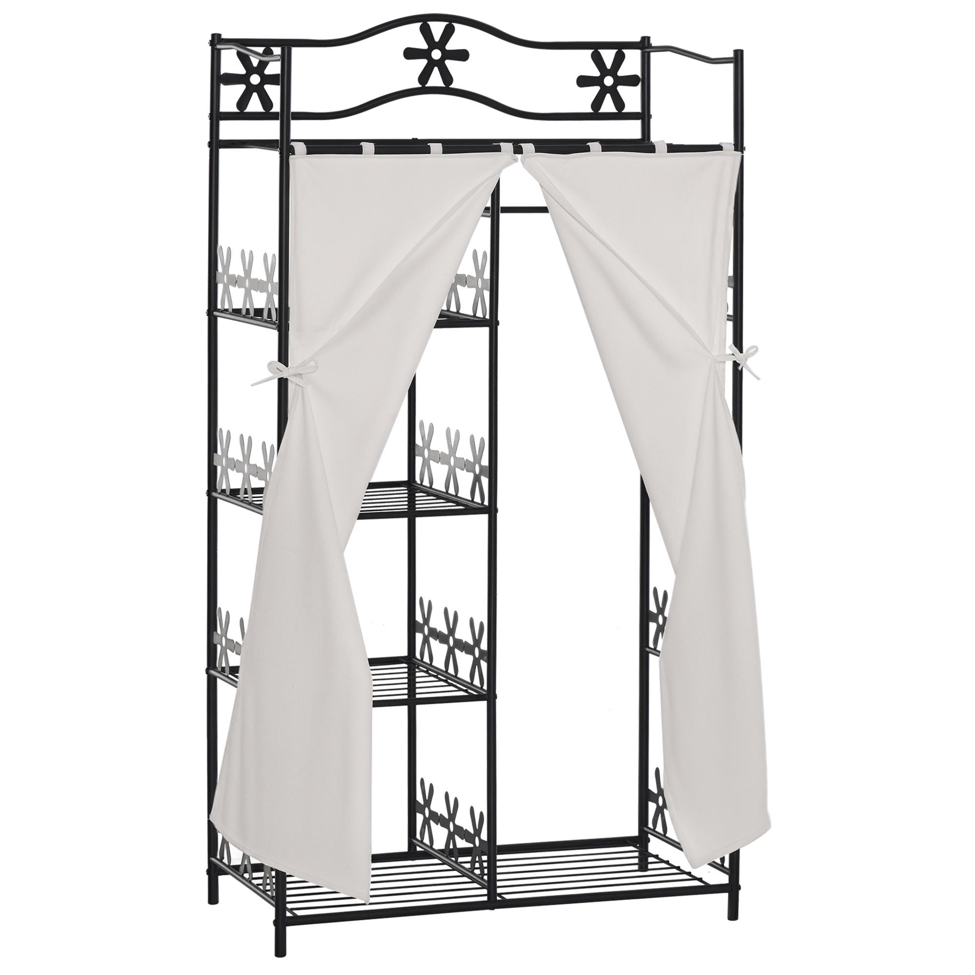 KLEIDERSCHRANK Schwarz 1 Stück - Schwarz, Metall (42/158.5/84cm) - GiPP