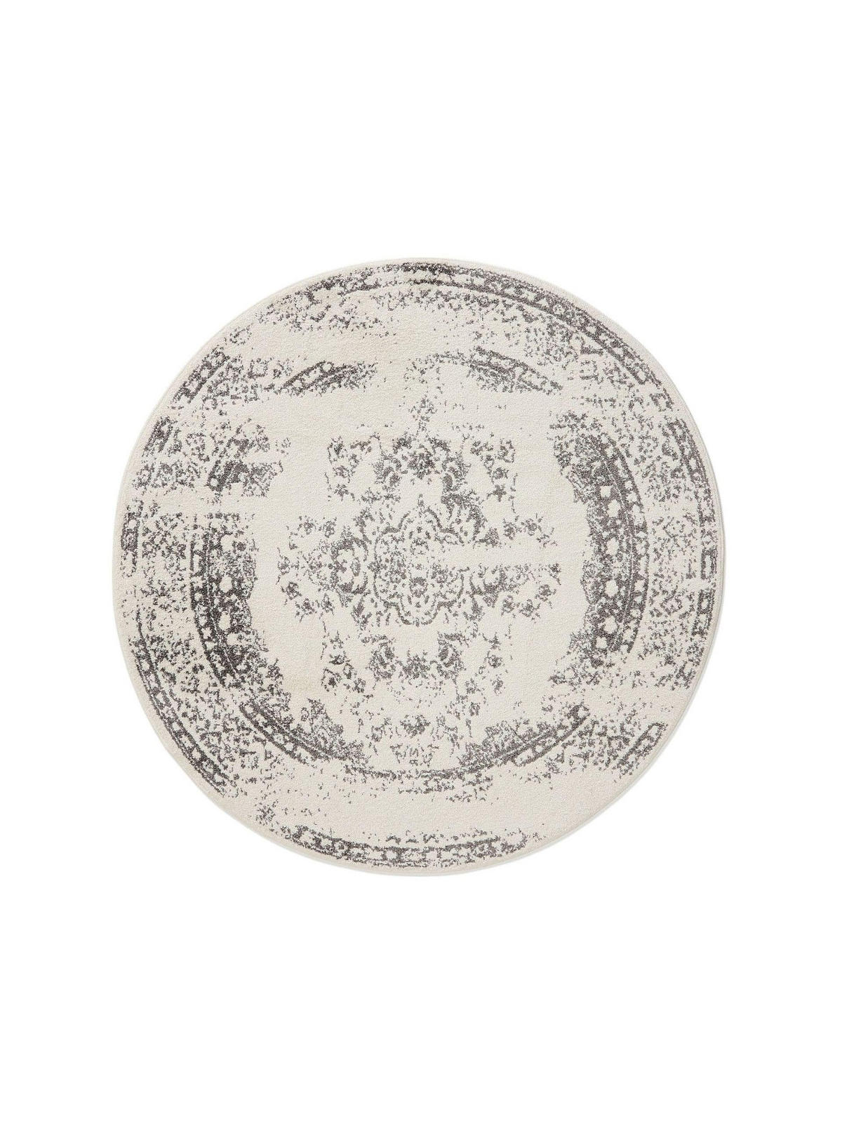 VINTAGE-TEPPICH Sia ø 120 cm rund - Creme/Grau, Kunststoff (120/120cm) - benuta