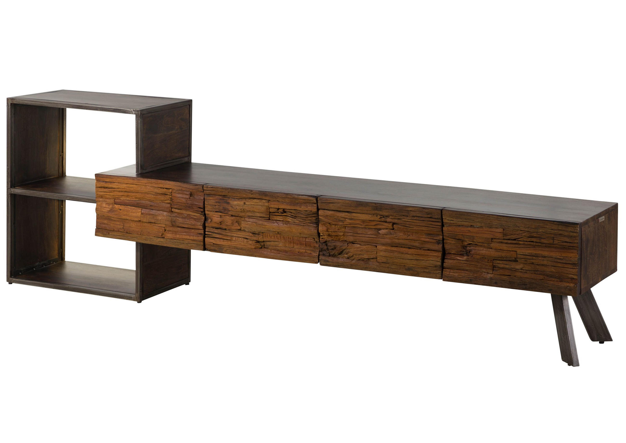 LOWBOARD Akazie / Altholz 225x40x70 braun lackiert SEVILLA #15 - Braun, Holz (225/70/40cm) - Massivmoebel24
