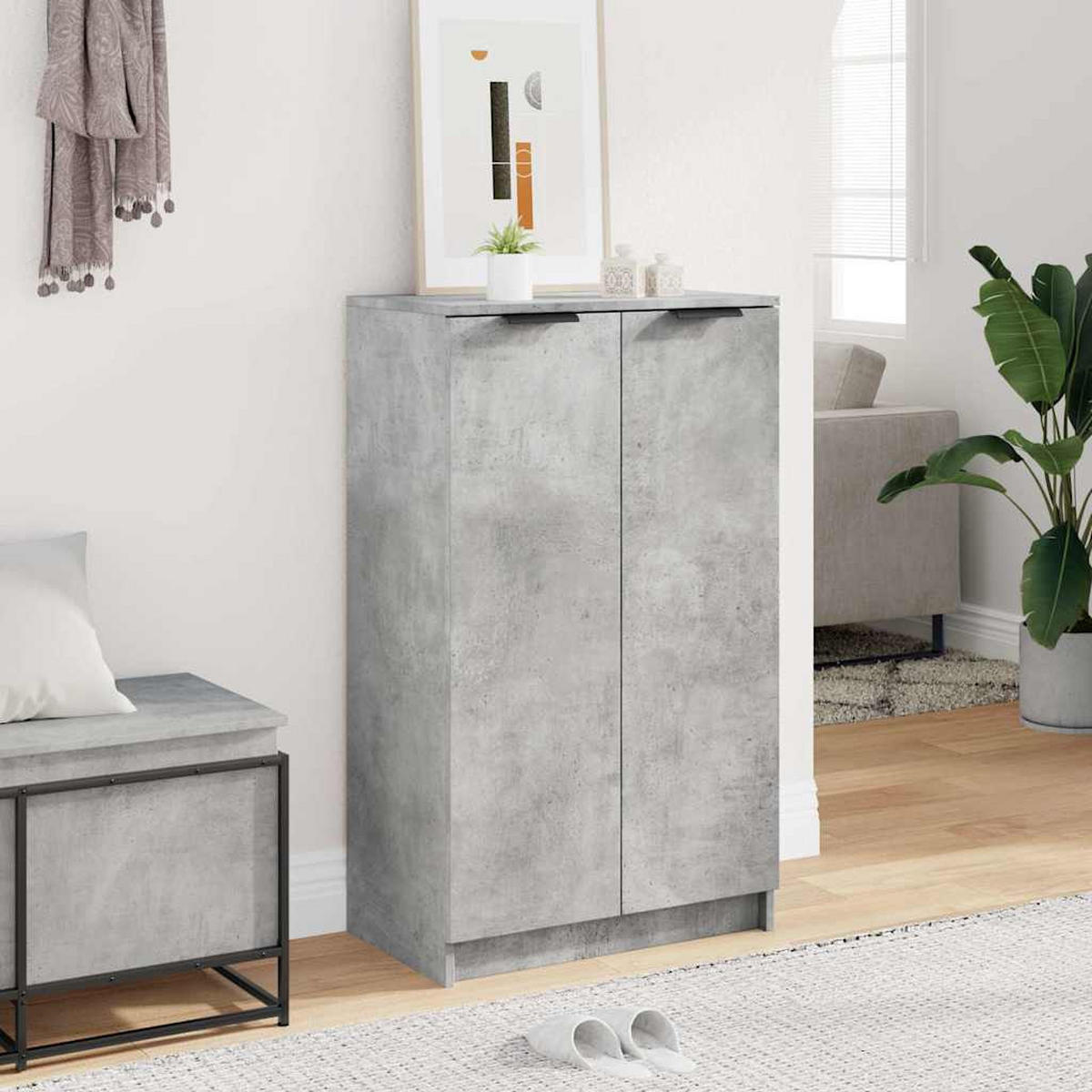SCHUHSCHRANK Betongrau 59/35/100,5 Cm Holzwerkstoff - Grau, Holzwerkstoff (35/100.5/59cm) - vidaXL