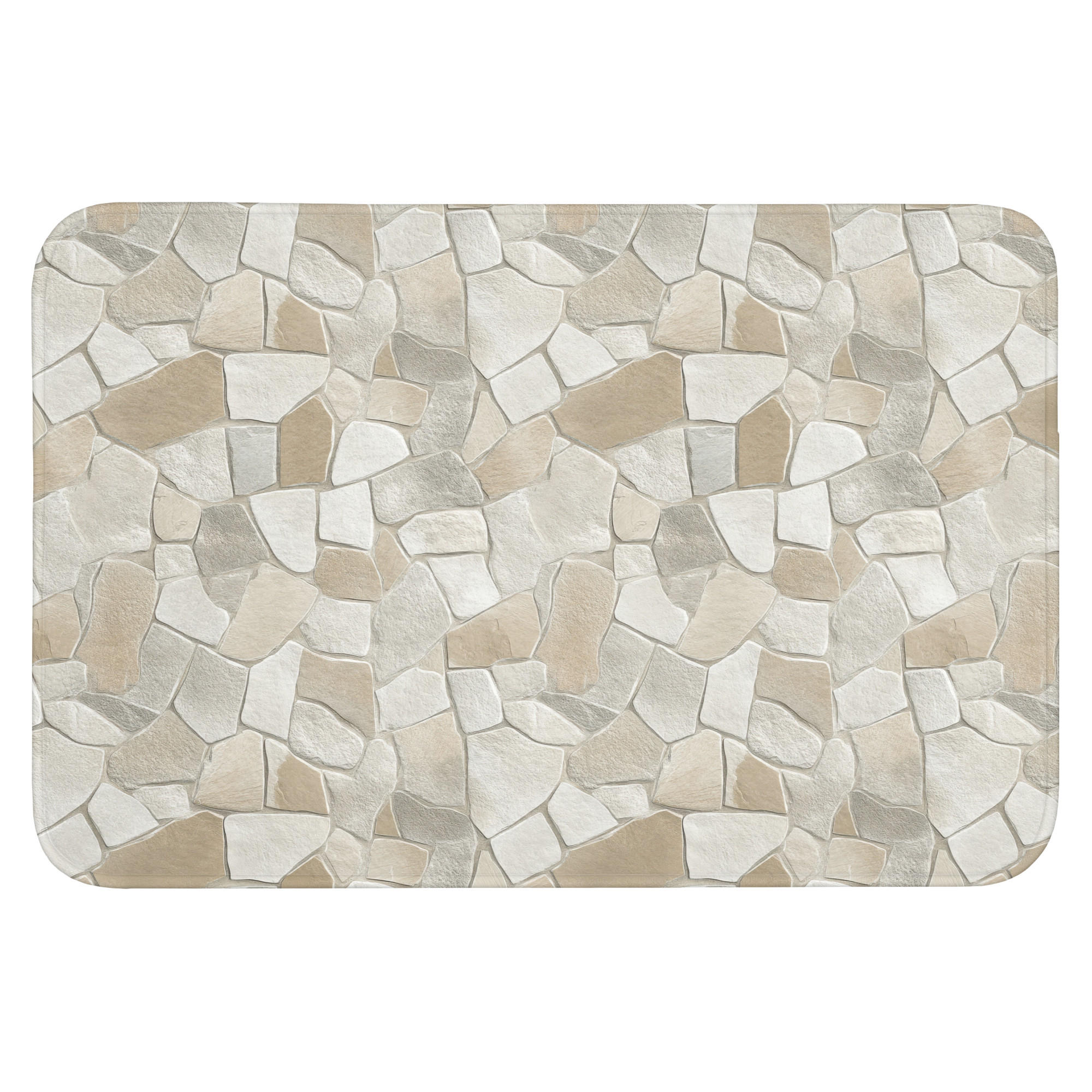 TEPIH ZA KUPAONICU Kamenje 90x60 cm - bež/krem, tekstil/plastika (90/60cm) - OnlyWow