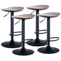 BARHOCKER 4er Set Holz Walnuss - Walnussfarben/Schwarz, Holz/Metall (41/56/39cm) - CLP