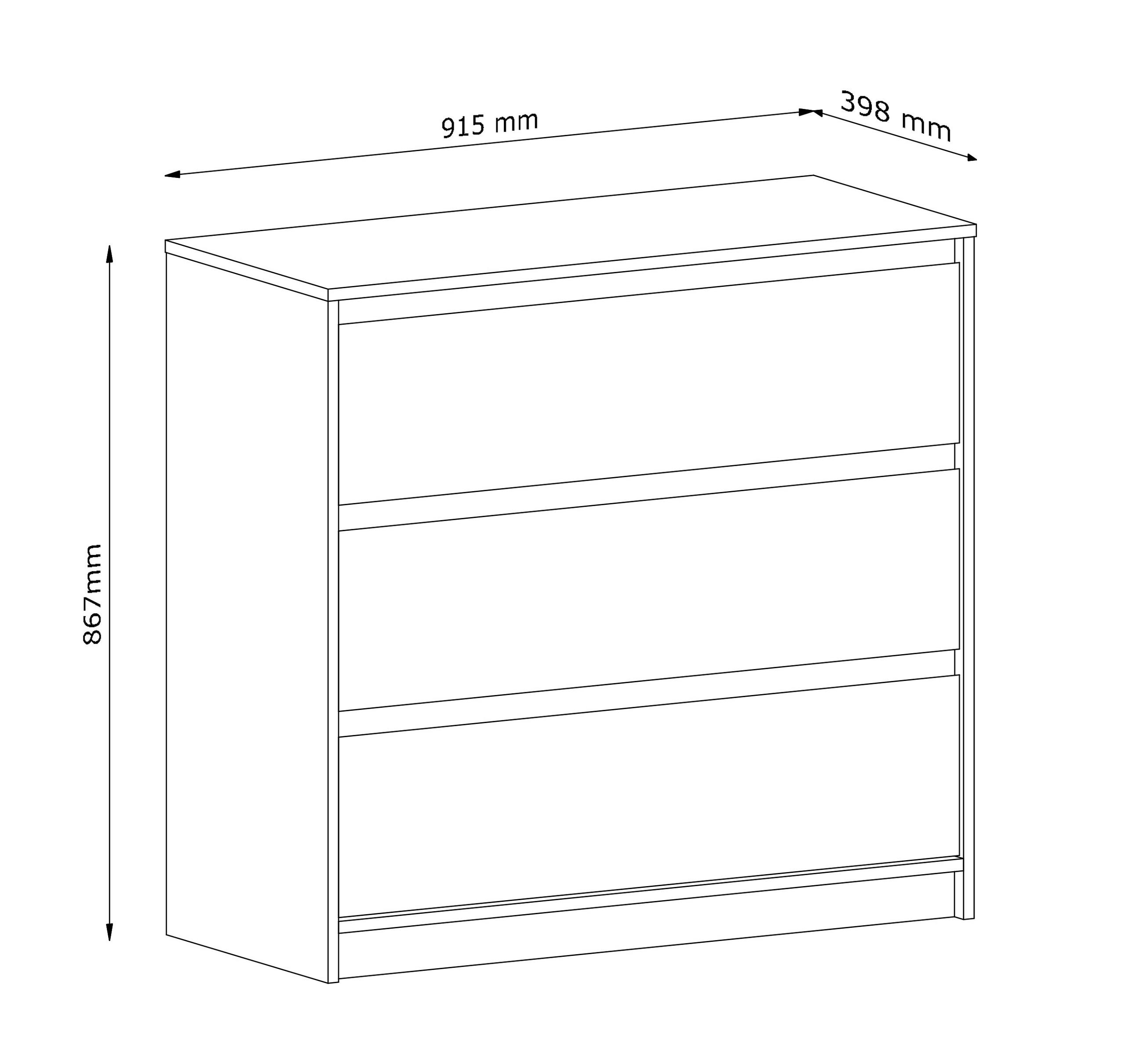 SIDEBOARD Mormanno 3S Eiche Cremona – klassisches Design im Holzdekor - Eichefarben, Holzwerkstoff (91.5/86.5/40cm) - AX Living