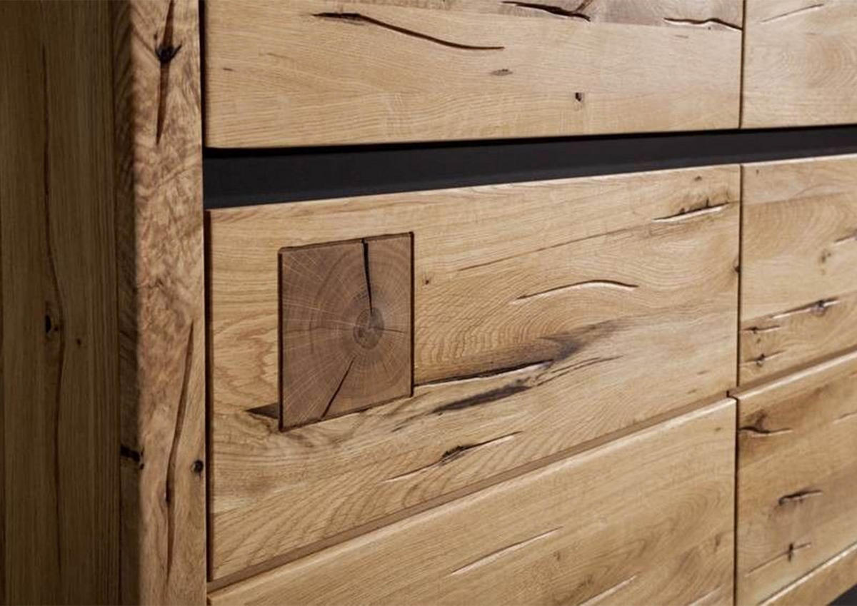 SIDEBOARD Wildeiche 175x45x85 natur geölt VILLANDERS #108 - Braun, Holz (175/85/45cm) - Massivmoebel24