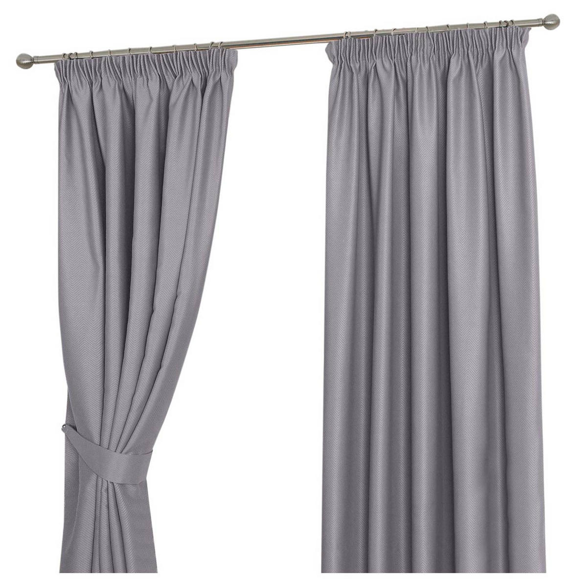 VERDUNKELUNGSVORHÄNGE Fischgrät mit Thermo-Funktion, Kräuselband 117/228 cm - Grau, Textil (117/228cm) - Homescapes