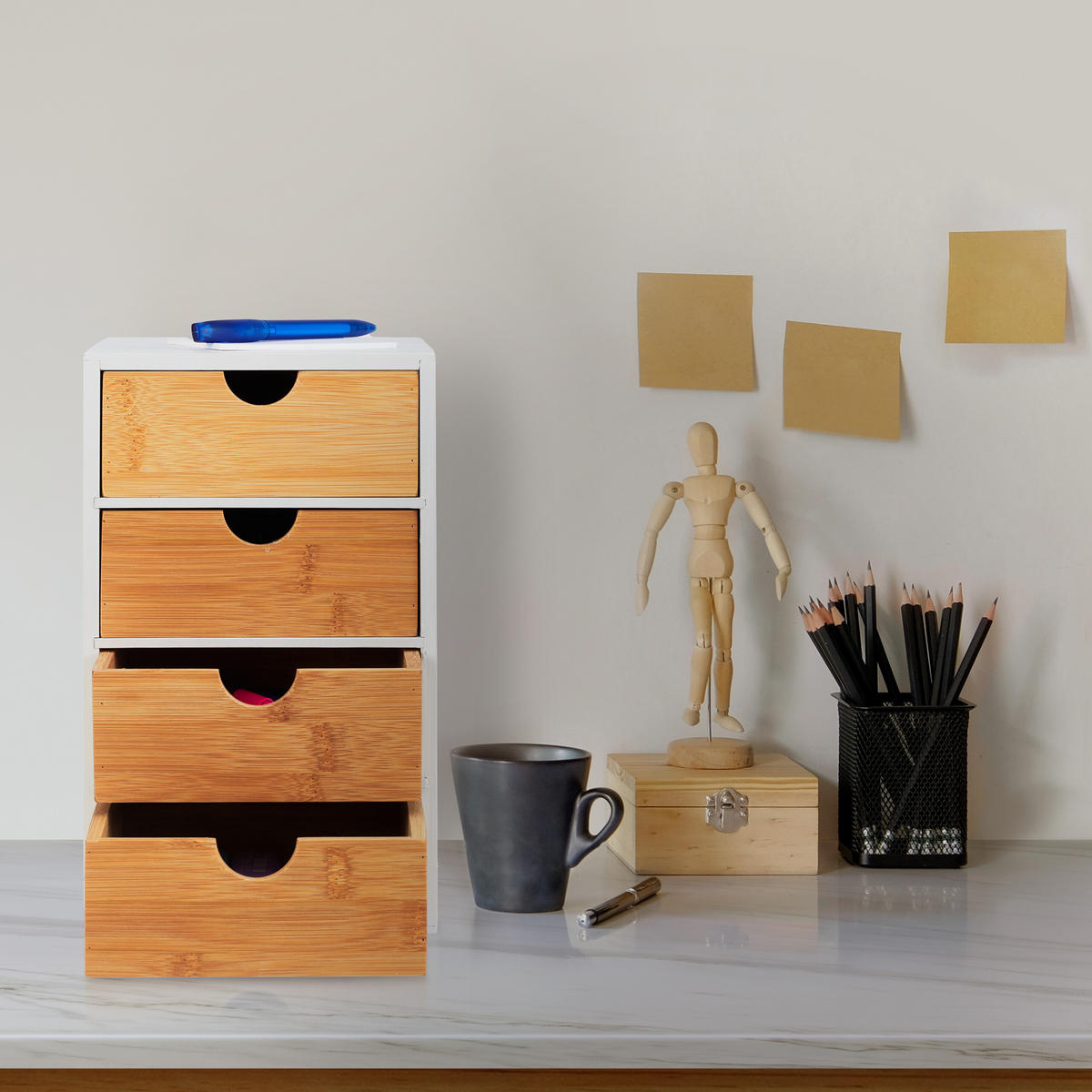 ZÁSUVKOVÝ box - biela, drevo/kompozitné drevo (16.5/27.5/21cm) - Relaxdays