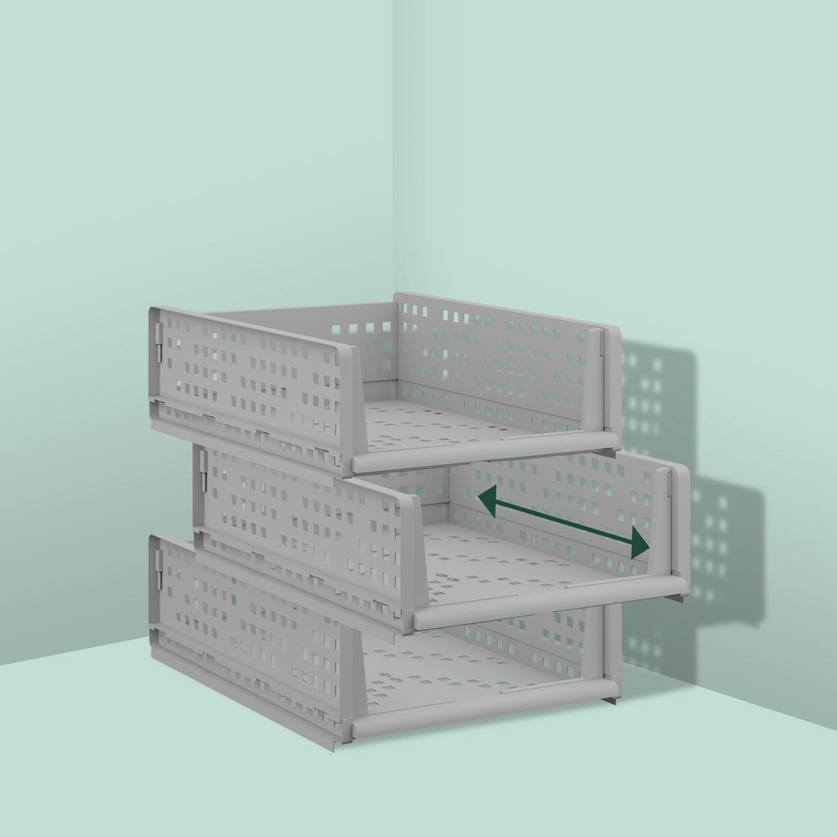 3XSCHRANK Organizer - Grau, Kunststoff (33.5/13/43.5cm) - Relaxdays