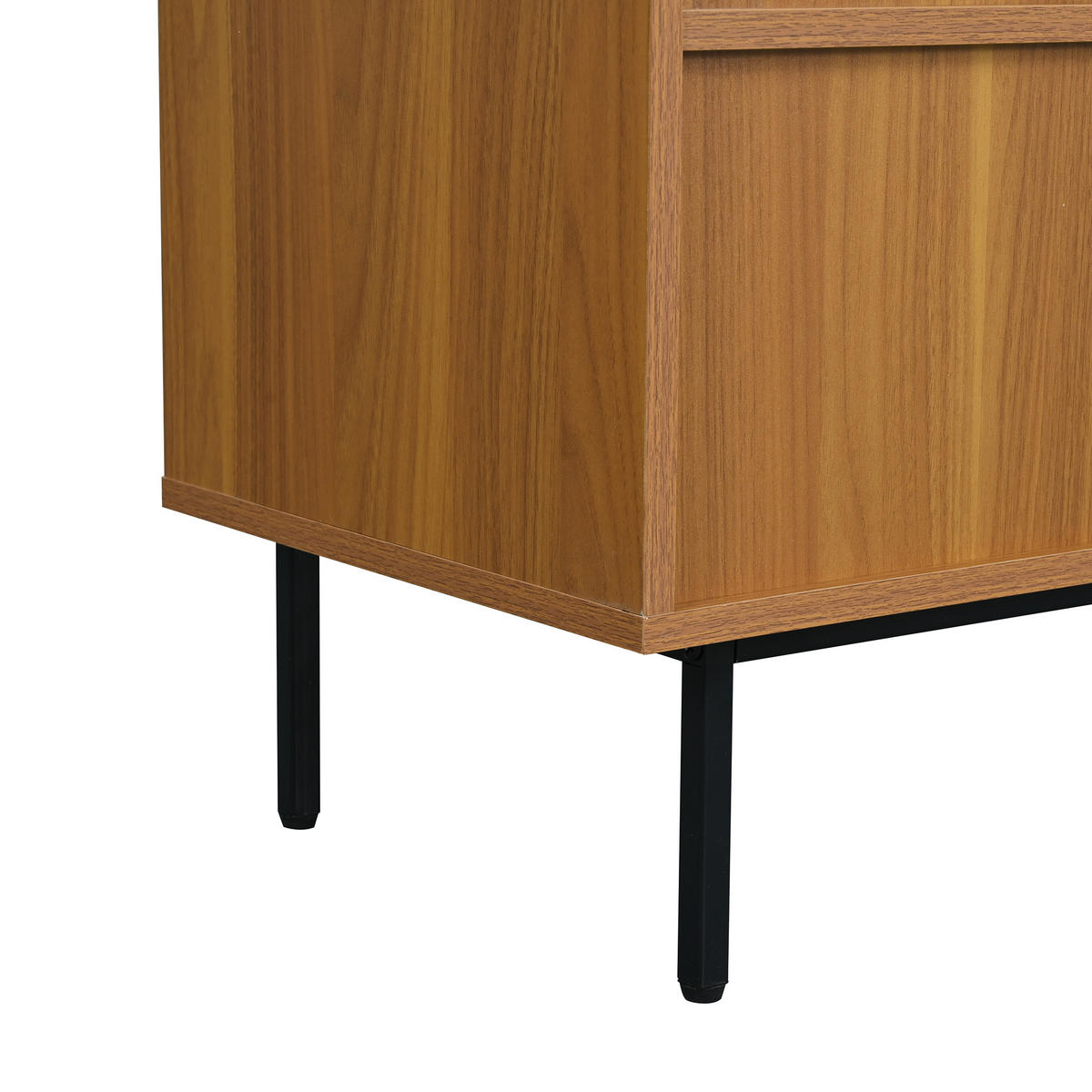 SIDEBOARD in Walnussfarben mit 2 Schiebetüren für Wohnzimmer und Esszimmer, B100/H90/T37 cm - Nussbaumfarben/Schwarz, Holzwerkstoff/Metall (100/90/37cm) - STILVORA