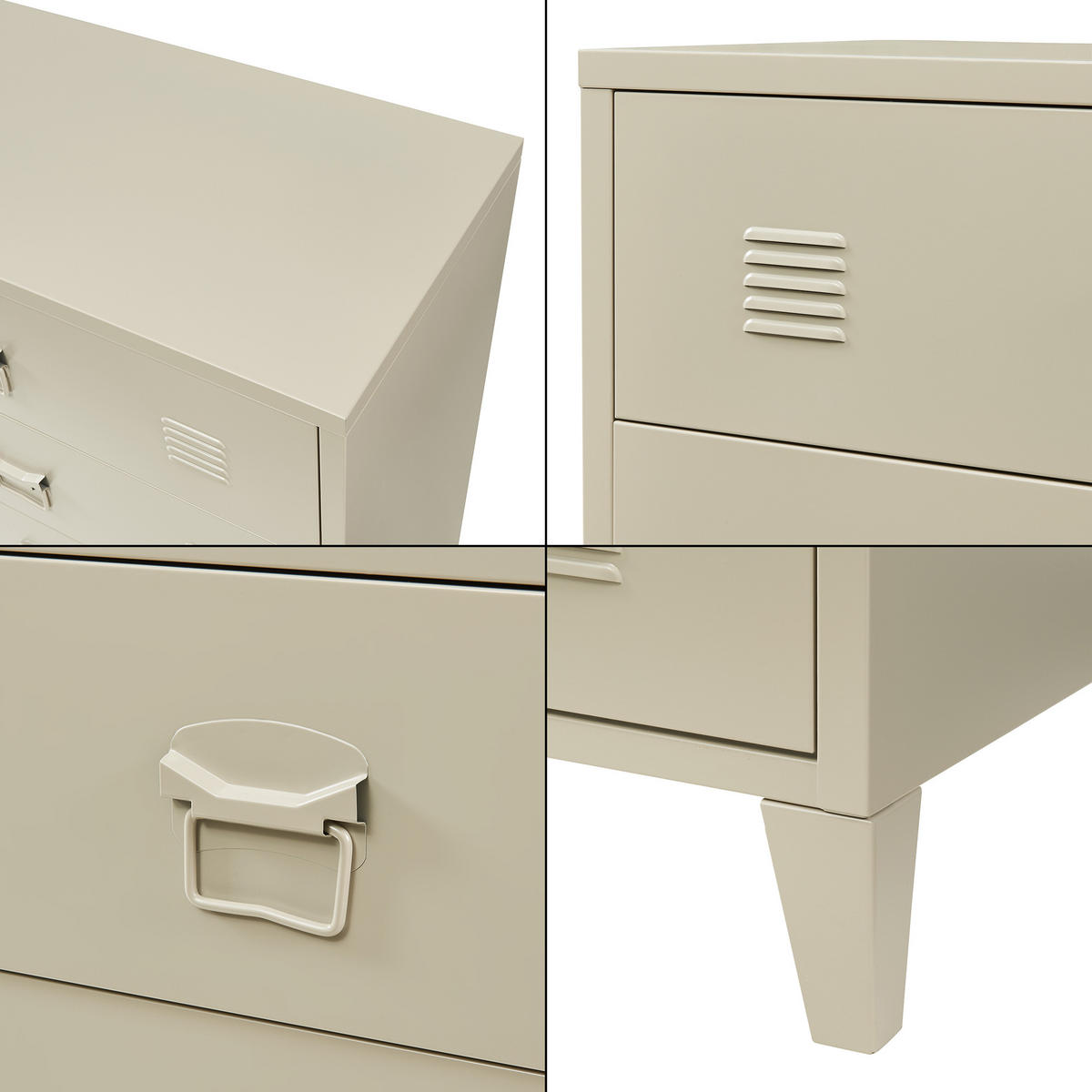 METALLSCHRANK Hämeenlinna - Beige, Metall (80/92/40cm) - [en.casa]