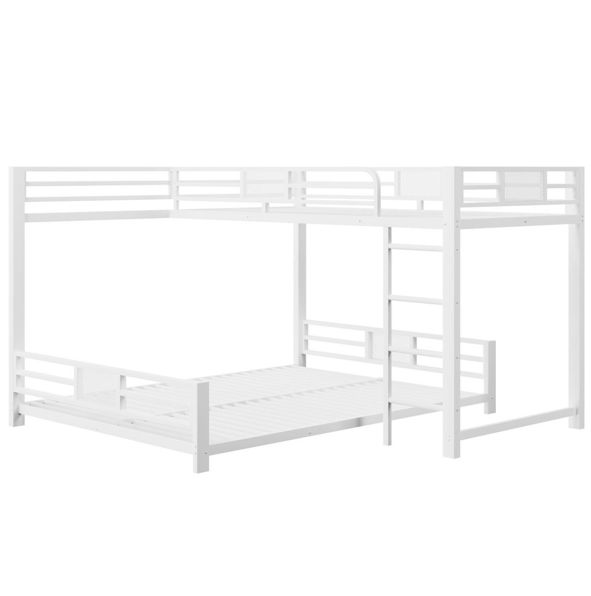 ETAGENBETT 90/200 & 140/200 cm in Weiß aus Metall, platzsparend und stabil - Weiß, Metall (90/200cm) - Flora Grace