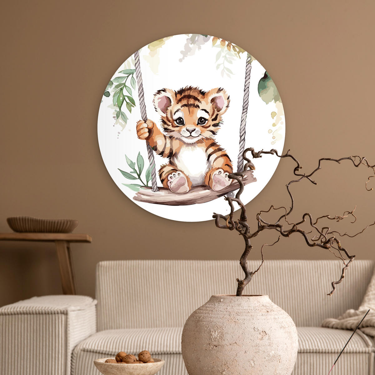 WANDBILD Tiger - Tier - Kinder - Dschungel 60x60 cm - Dunkelorange, Kunststoff (60/60cm) - MuchoWow