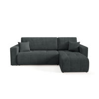 ECKSOFA mit Schlaffunktion Schwarz - Anthrazit, Textil (244/145cm) - Furnisell