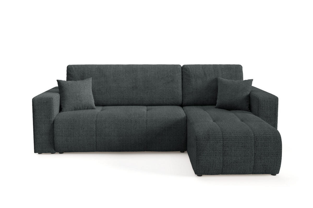 ECKSOFA mit Schlaffunktion Schwarz - Anthrazit, Textil (244/145cm) - Furnisell