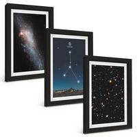 BILDER SET 3er Set - 20x30 cm Schwarzer Rahmen - Weltraumgalaxie-Konstellation Krebs - Schwarz, Kunststoff (20/30cm) - TULUP