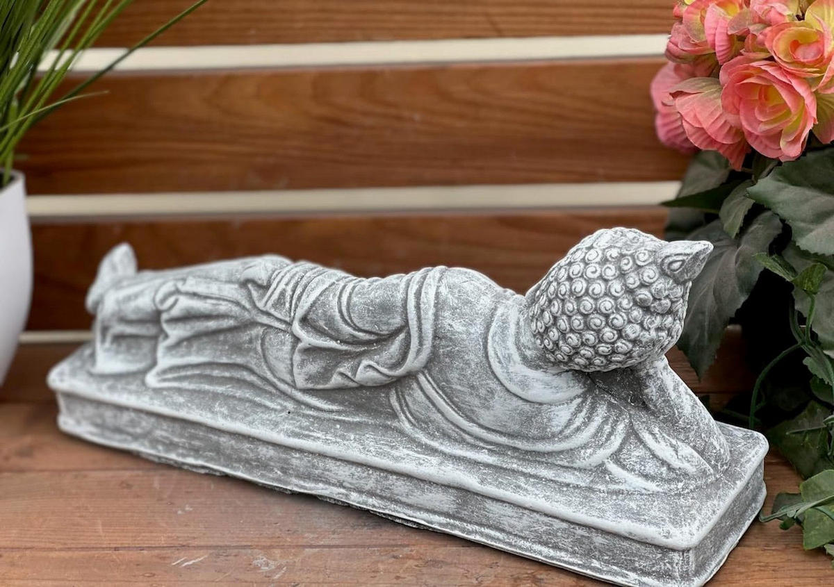 STEINFIGUR liegender Shiva frostfest massiv - Grau, Stein (33/15/9cm) - stoneandstyle