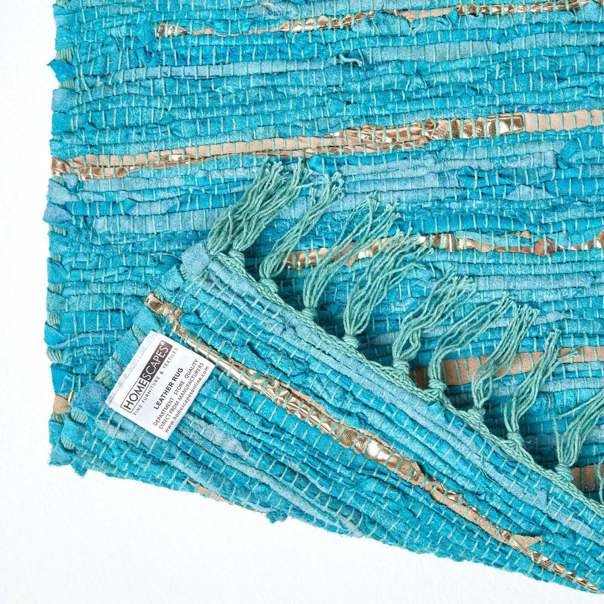 LEDERTEPPICH Glitter geflochten 120/180 cm - Türkis, Leder (120/180cm) - Homescapes