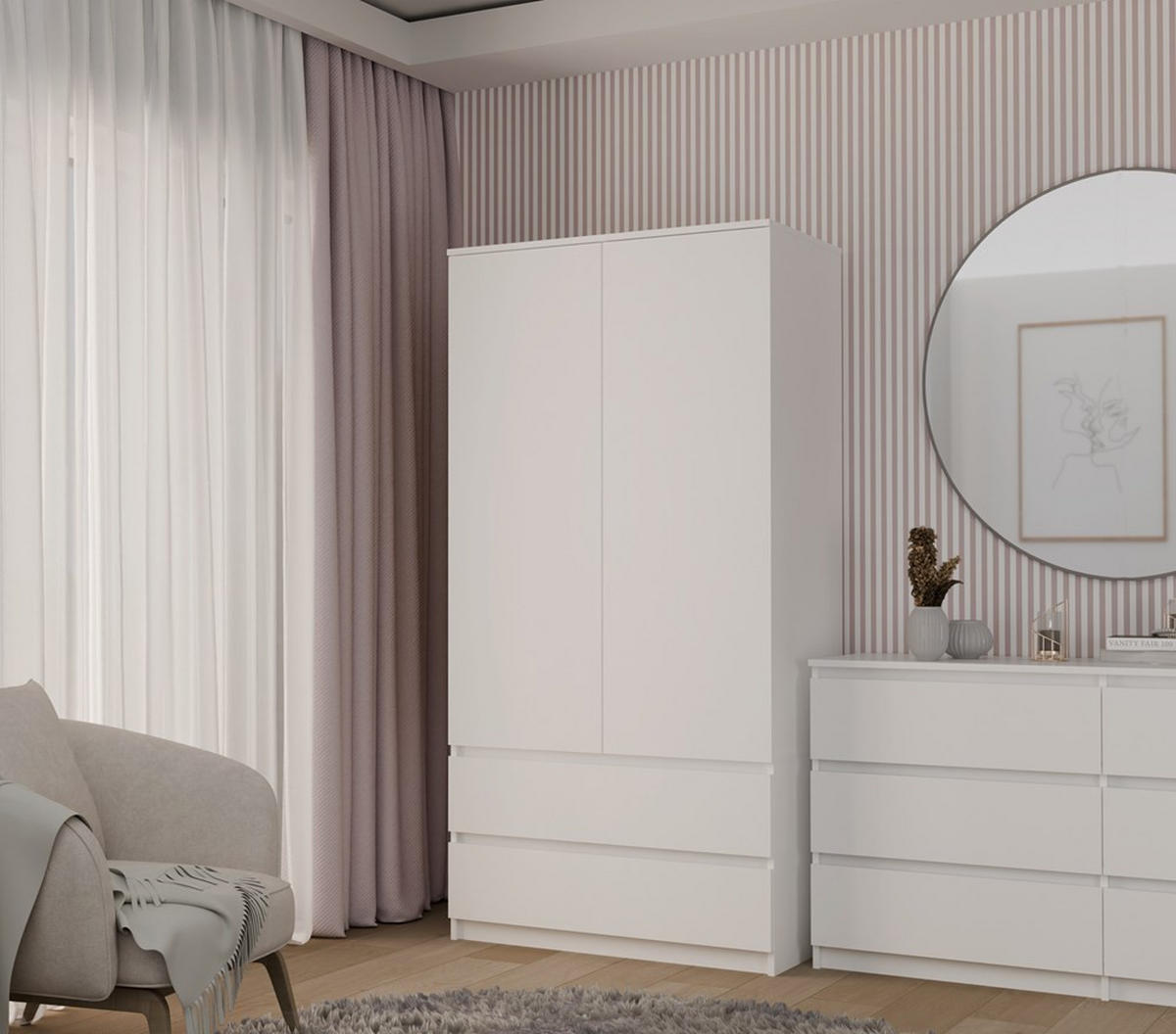 KLEIDERSCHRANK Weiß 90/180/50 - Weiß, Holzwerkstoff (90/180/50cm) - RAUMHIRSCH FURNITURE