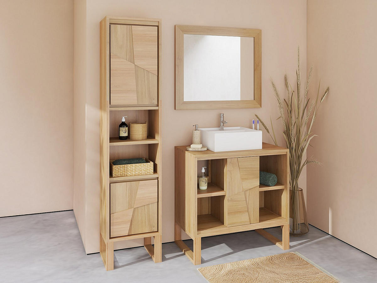 BADSCHRANK - 40 cm x 35 cm - holz - naturfarben hell Mataram - Naturfarben, Holz (40/180/35cm) - Vente-Unique