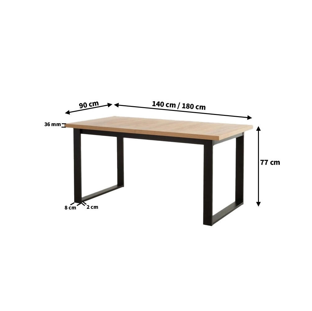 ESSTISCH FRANCO Ausziehbar 140 - 180 / 90 x 77 cm - Goldfarben/Schwarz, Holz (140/90/77cm) - MASSENO