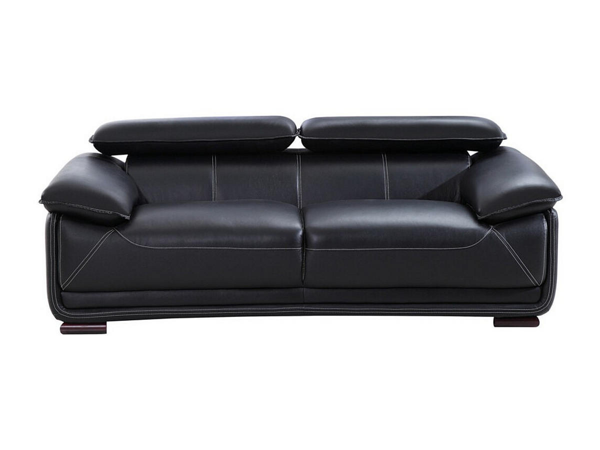 COUCHGARNITUR - 5 Personen - leder - schwarz Macelo - Schwarz, Leder (170/75/97cm) - Vente-Unique