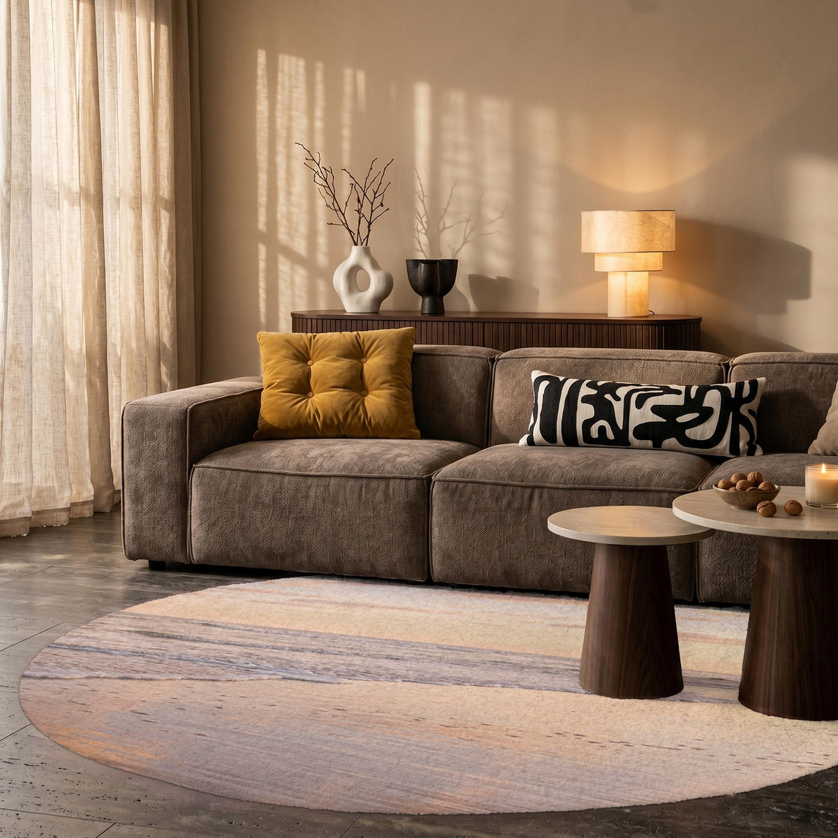 TEPPICH - Strand - Brandung - Wolken - 150x150 cm - Hellrosa, Kunststoff/Textil (150/0.4cm) - OnlyWow