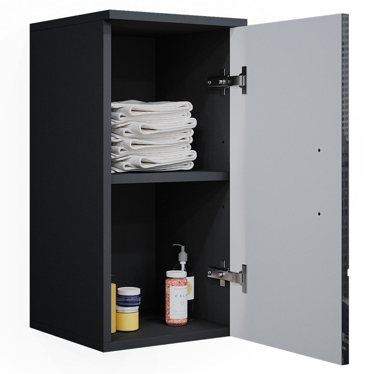 BADSCHRANK Irma Anthrazit Hochglanz 30 x 59 cm - Schwarz Hochglanz/Anthrazit, Holzwerkstoff (30/59/24cm) - Vicco