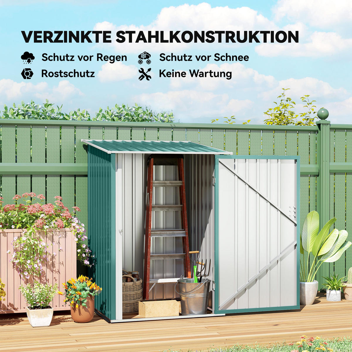 GARTENHAUS Grün 100.0/103.0/160.0cm - Grün, Metall (103/160/100cm)