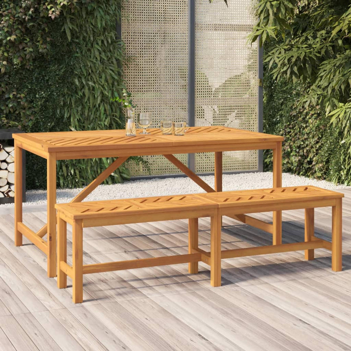 GARTENBANK 150 cm Massivholz Akazie - Braun, Holz (150/45/35cm) - furnicato