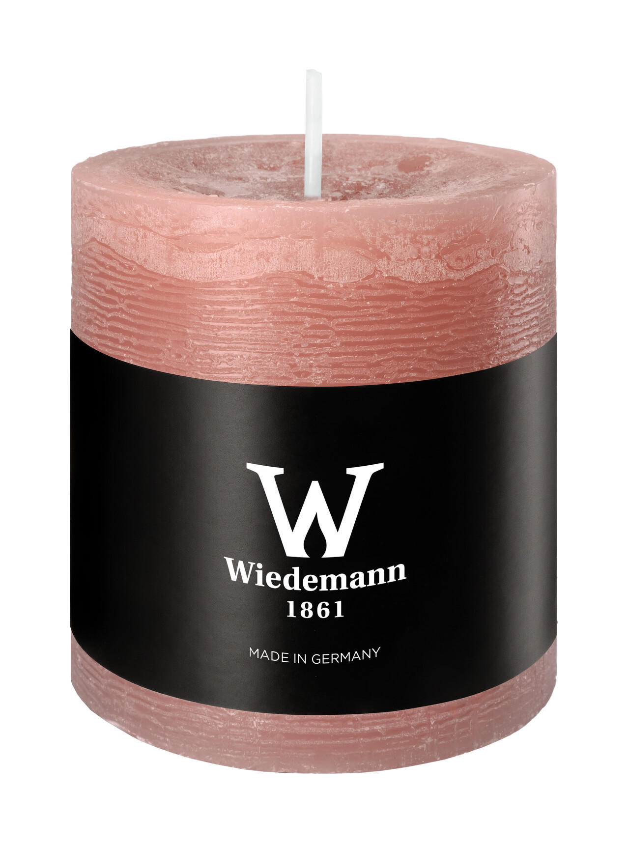 STUMPENKERZE Rustik Marble Style Rosenholz 80 x Ø 68 mm, 1 Stück - Rosa, Paraffin (7/8cm) - Wiedemann Kerzen