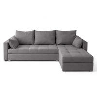 ECKSOFA Universelle L Form Elif Grau 220/140/85 cm stilvolle mit Schlaffunktion - Silberfarben/Grau, Kunststoff/Textil (220/140cm) - AX Living