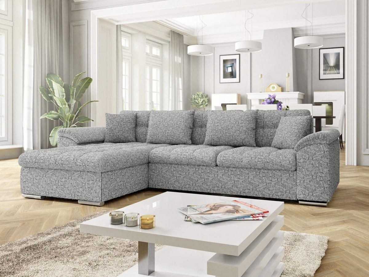 ECKSOFA Diana, Seite: Links - Silberfarben, Holz/Textil (280/160cm) - MIRJAN24