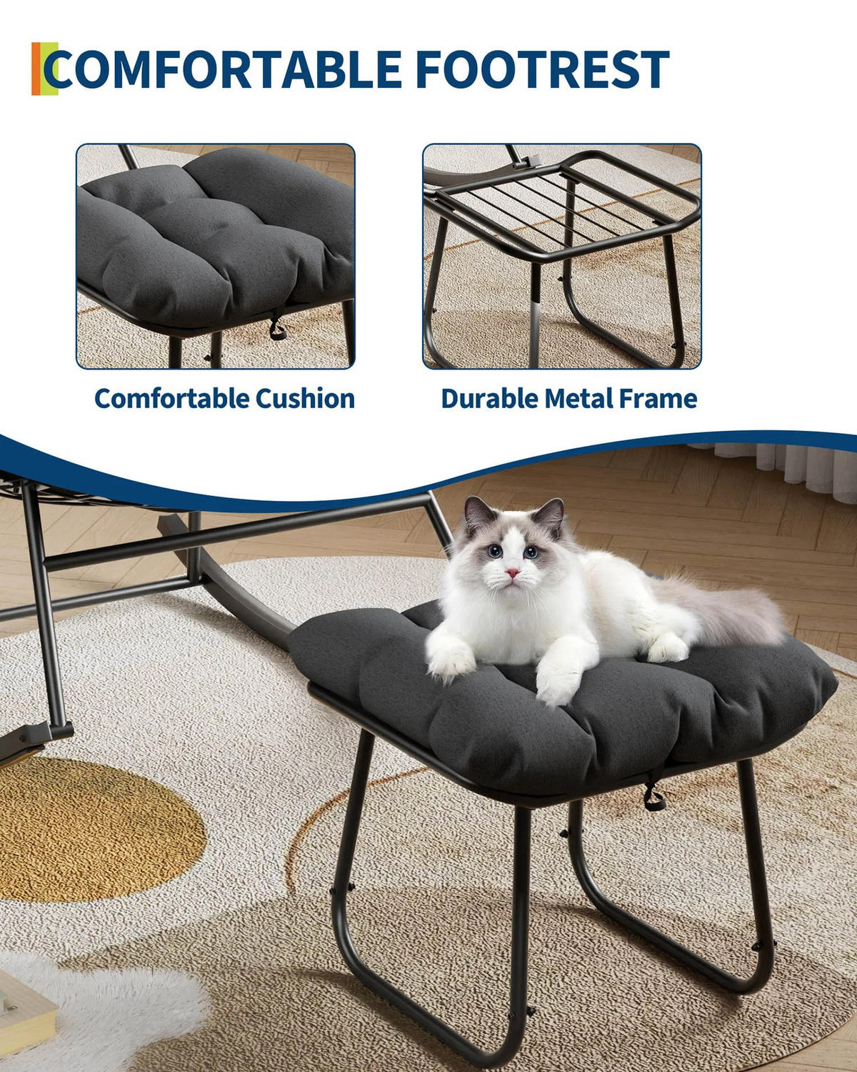 SCHAUKELSTUHL, Outdoor Papasan, mit Metallrahmen, Dunkelgrau - Dunkelgrau, Textil (71/82.8/89cm) - Kaket