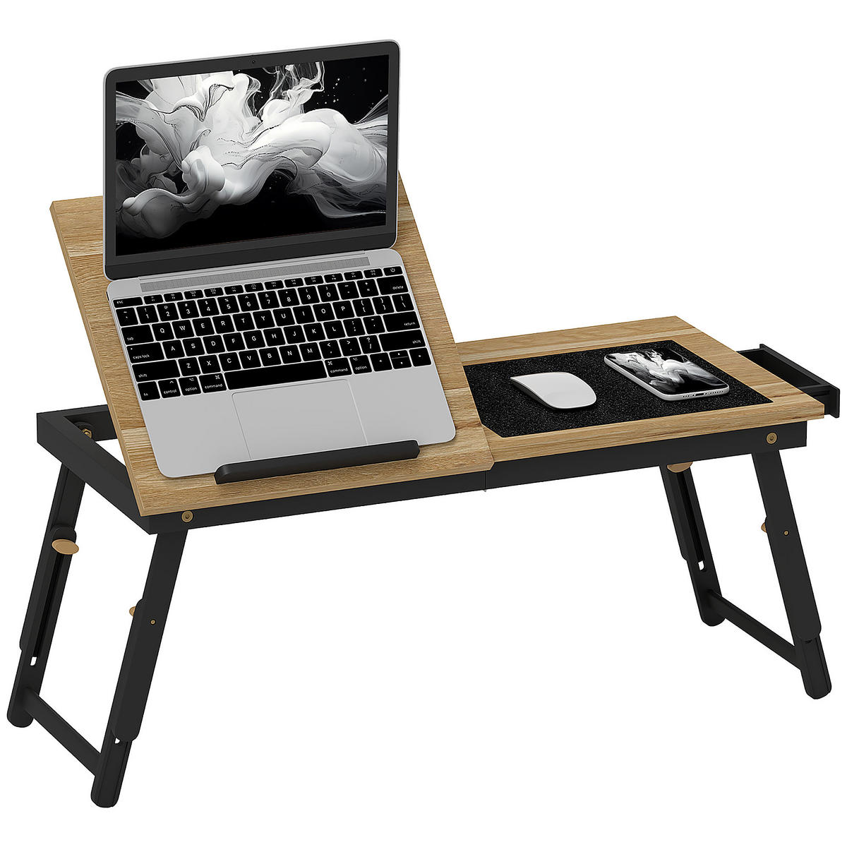 LAPTOPTISCH DE-16698 höhenverstellbar & neigbar, mit Schublade Eiche - Eichefarben, Naturmaterialien (83.5/33/34cm) - ComfortXL