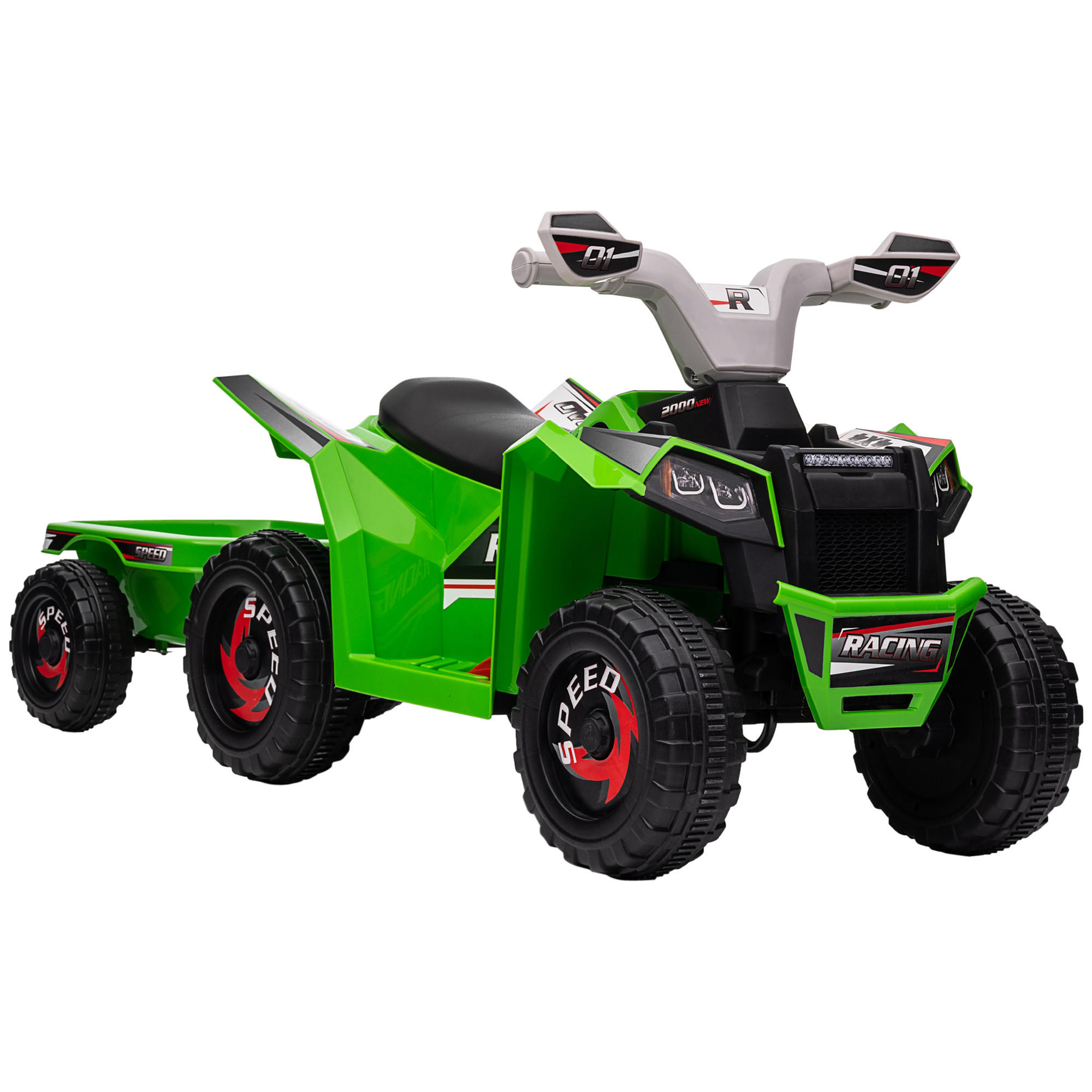 MINI ELEKTRO-QUAD KINDER, Grau+Schwarz+Blau+/Grün/Rot, Kunststoff+ Metall - Grün, Metall (106/41.5/48.5cm) - HOMCOM