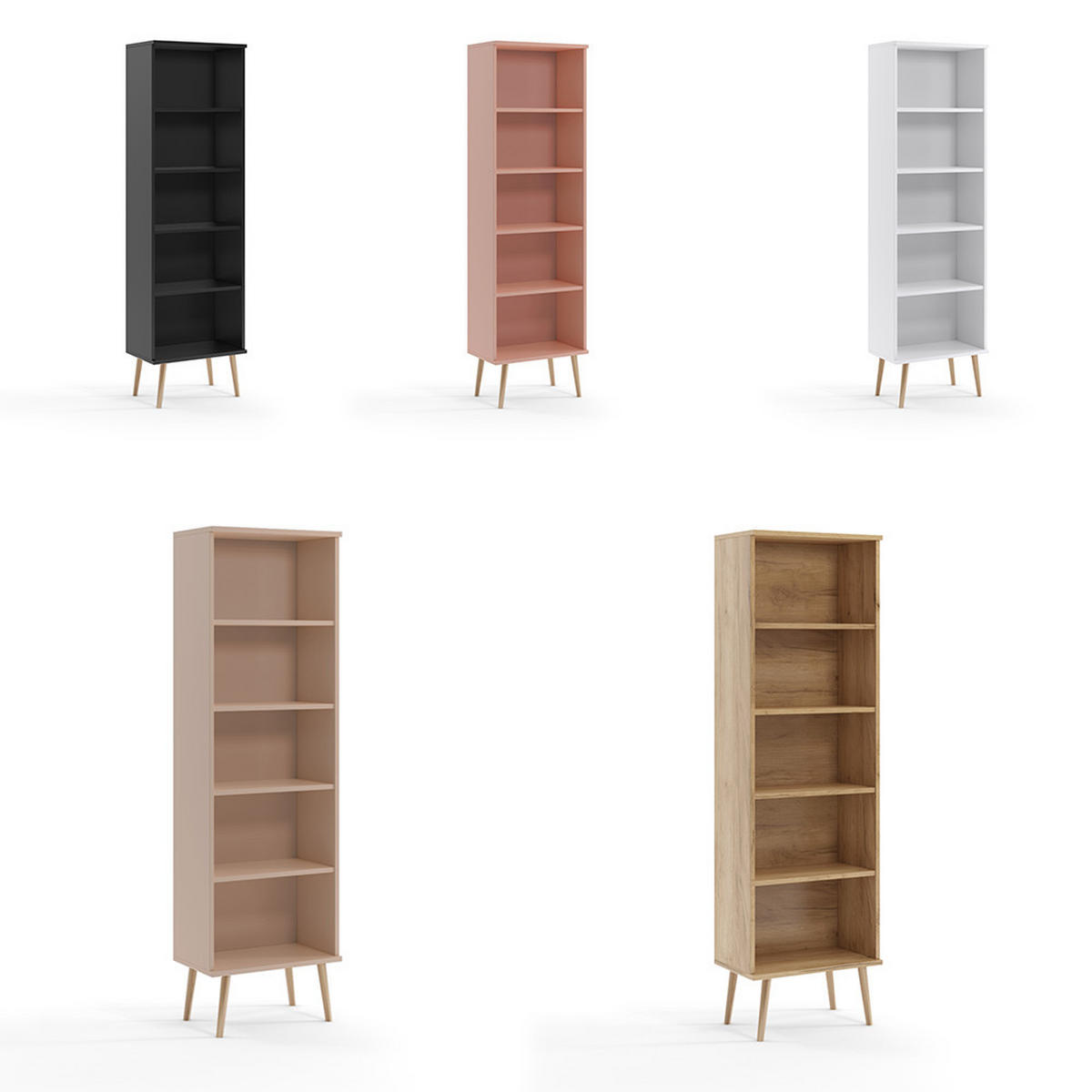 BÜCHERREGAL Ikon, Eiche Kraft, Standregal mit 4 Böden - Eiche Artisan, Holzwerkstoff (46/180/32cm) - Bettso
