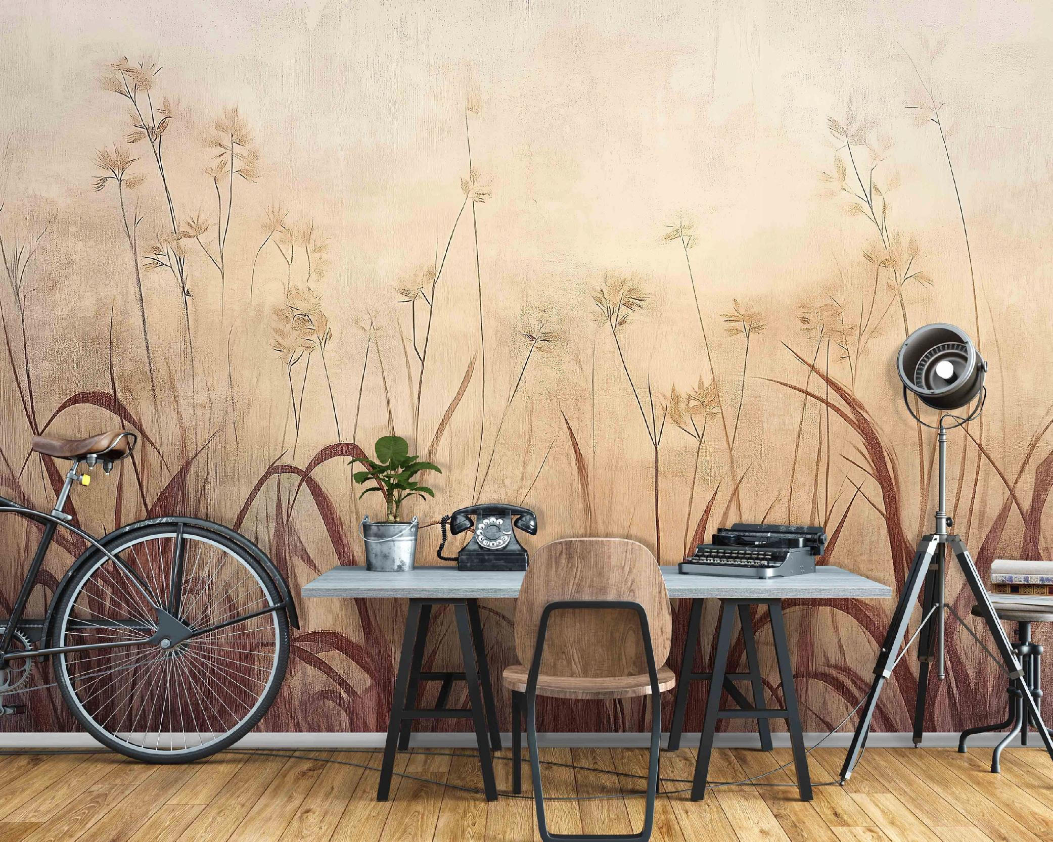 FOTOTAPETE Gras Boho Wohnzimmer 400x280 - Multicolor, Papier (400/280cm) - Wallarena