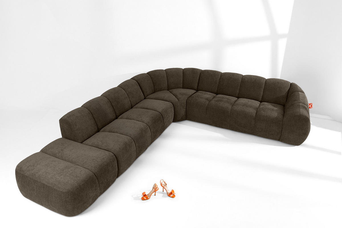 ECKSOFA LINKS FLAVA, Braun - Braun, Holz/Holzwerkstoff (310/354cm) - KONSIMO®