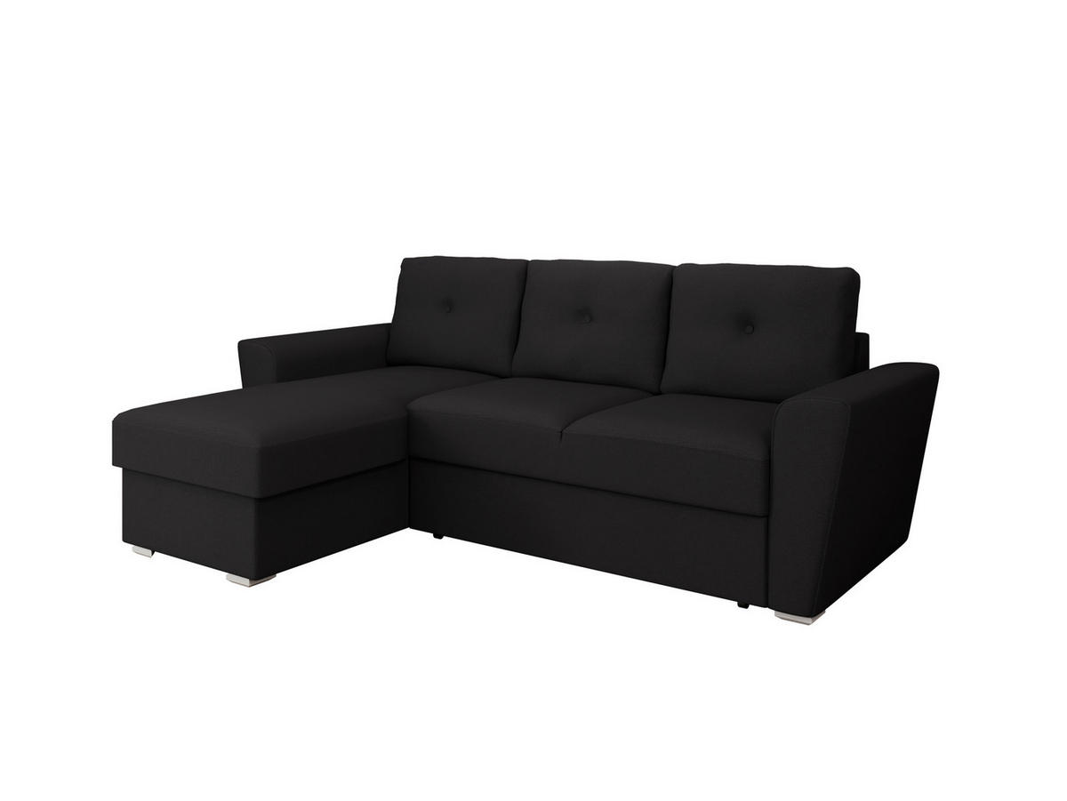 ECKSOFA Bellano Ecksofa L-Form - links oder rechts montierbar, schwarz - Schwarz, Holz (243/156cm) - Panda Möbel