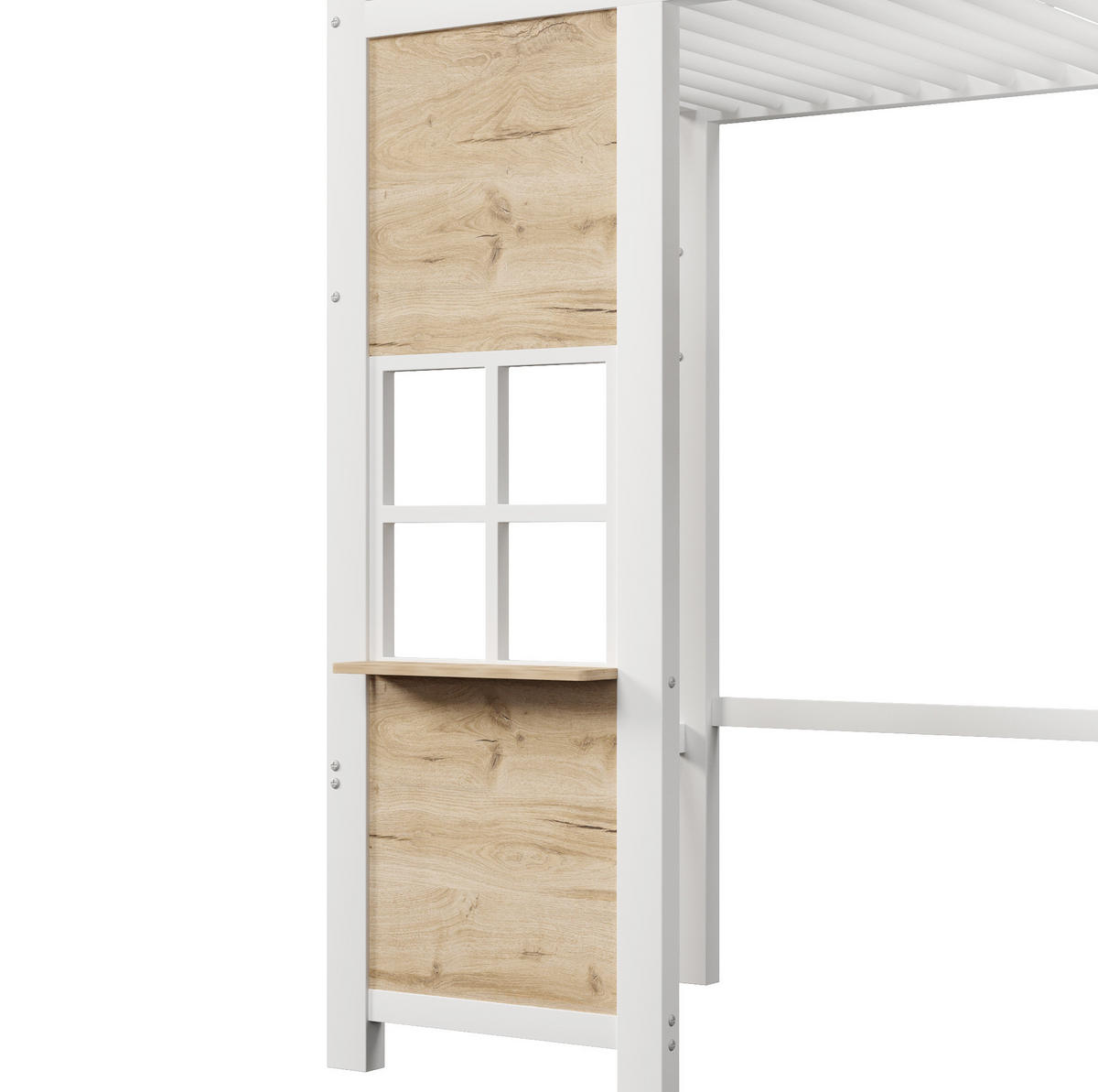 HOCHBETT 90/200 cm aus MDF und Metall mit Ablageleiter, Weiß - Weiß, Holzwerkstoff (90/200cm) - OKMYHOME