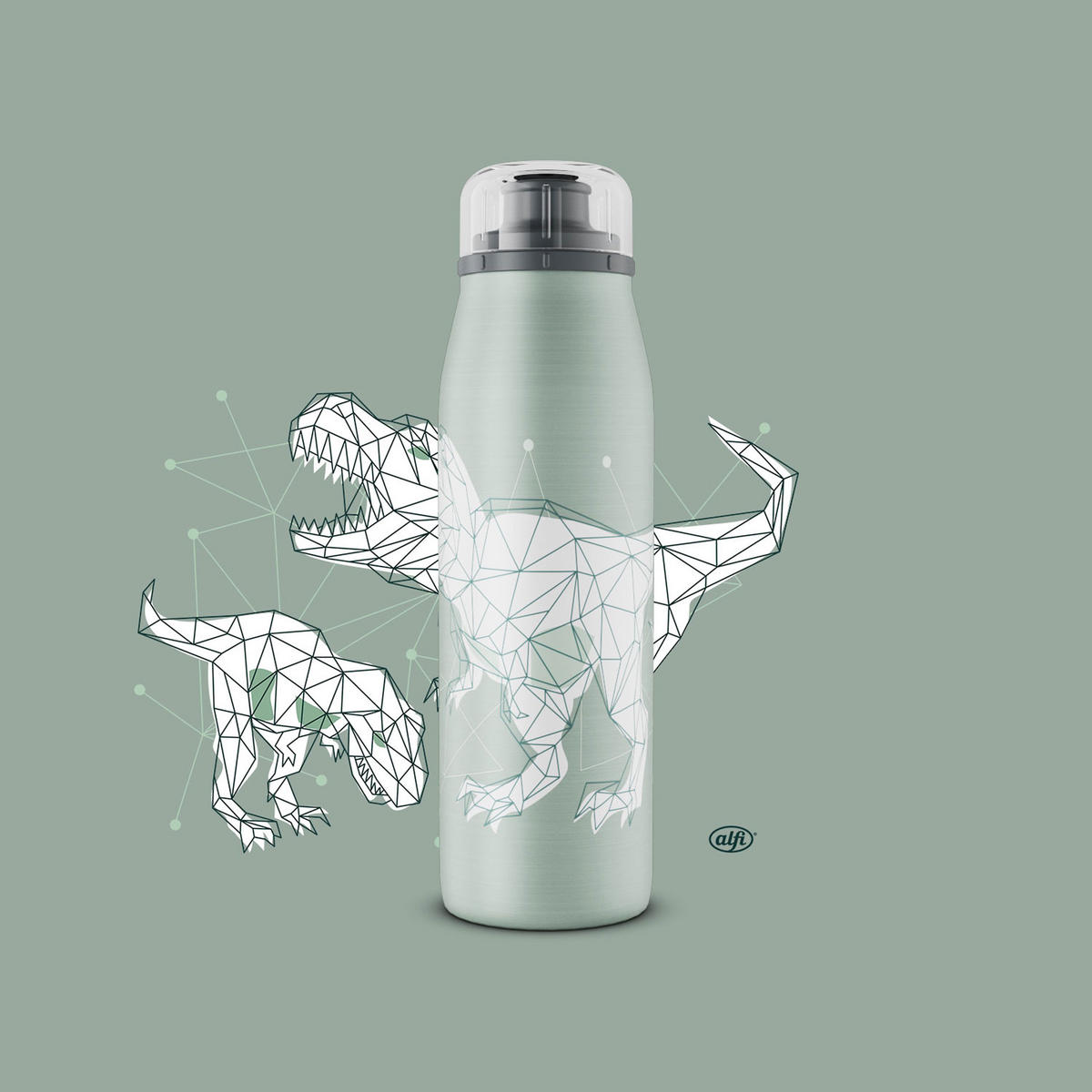 ISOLIER-TRINKFLASCHE KIDS ISO BOTTLE dinosaurs 0.5 L - Weiß/Grün, Metall (0.5L) - Alfi
