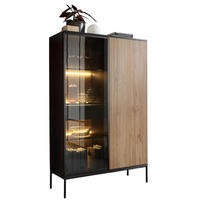 STANDVITRINE mit Schublade LINO Eiche wotan + graphit - Eiche Wotan, Holzwerkstoff (104/166/39cm) - Compleo24