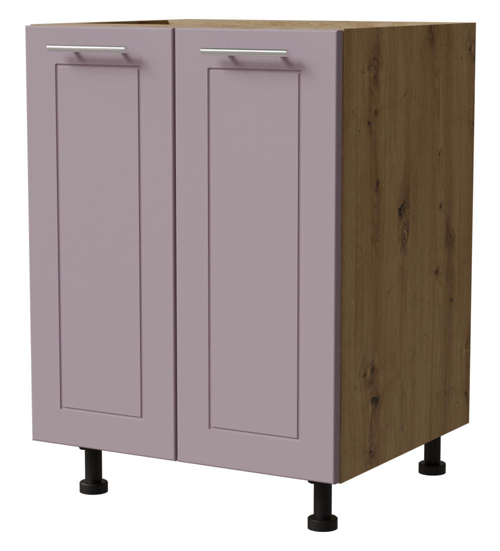 UNTERSCHRANK Bari D11/60 Eiche Artisan / RAL 4009 pastellviolett 60 / 50 / 82cm - Violett/Eiche Artisan, Holz/Holzwerkstoff (60/82/50cm) - Feldmann-Wohnen