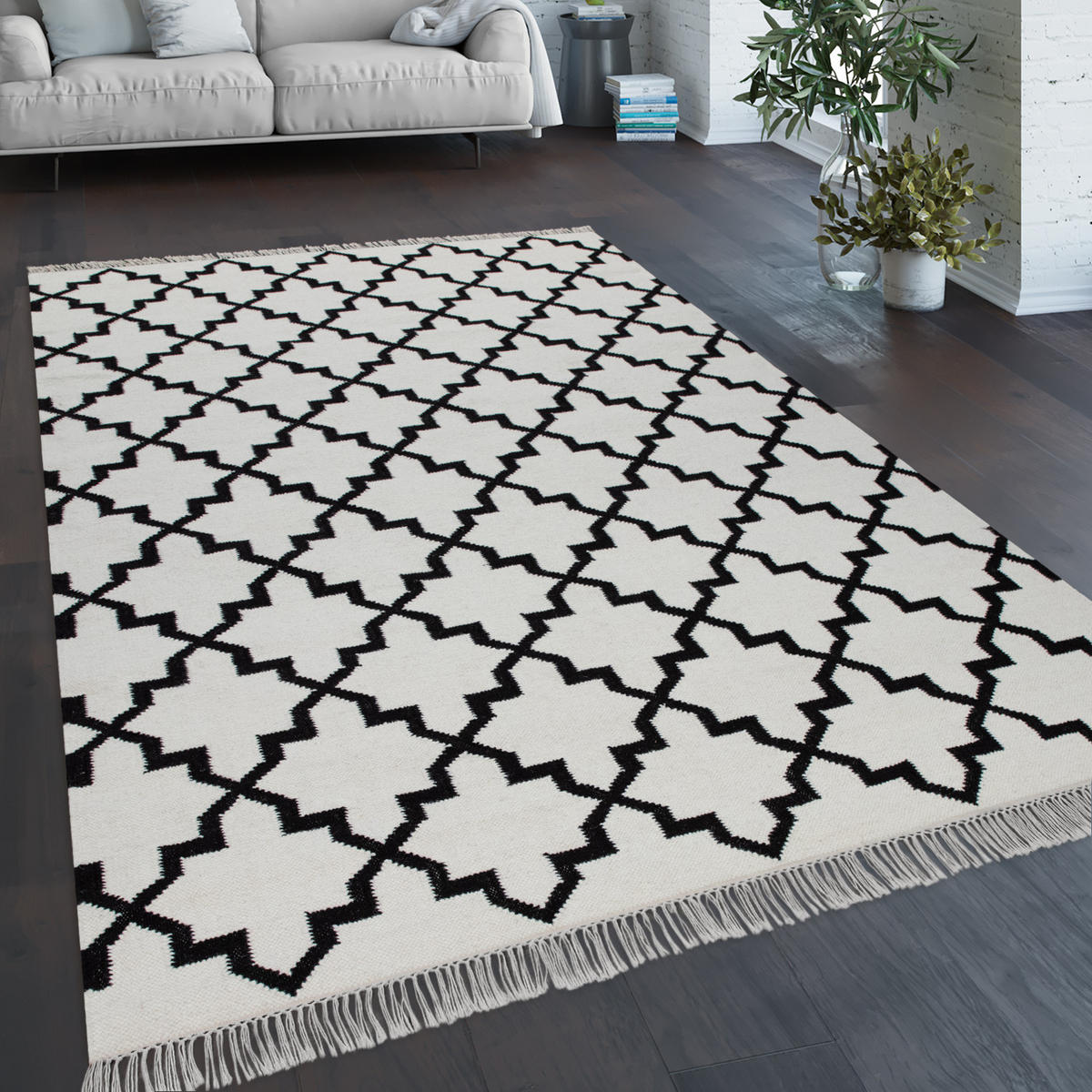 HOCHFLORTEPPICH 60/110 cm Kenitra 504 - Weiß, Textil (60/110cm) - Paco Home