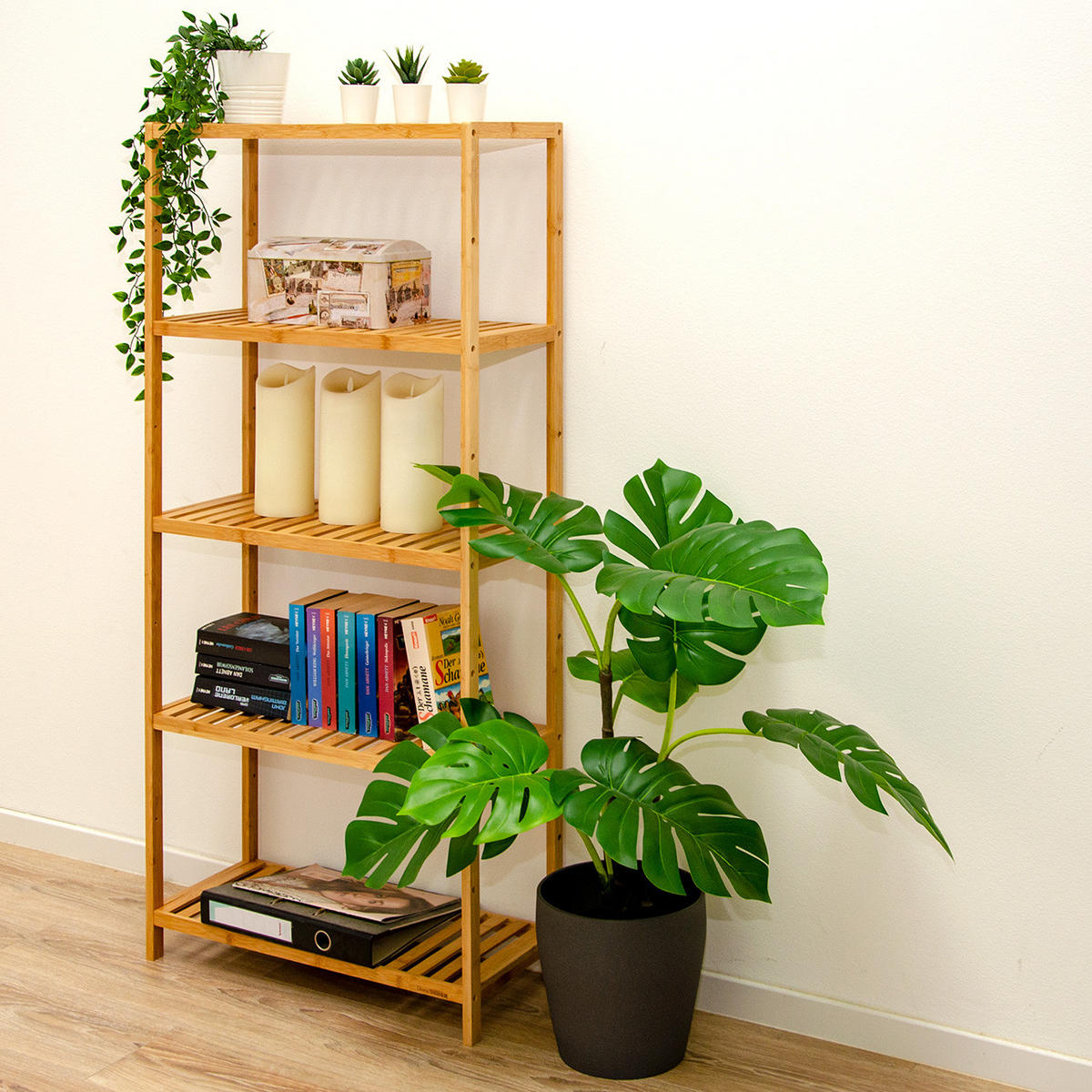 BAMBUS-REGAL 130x60x26 cm - Naturfarben, Holz (60/130/60cm) - Dunedesign