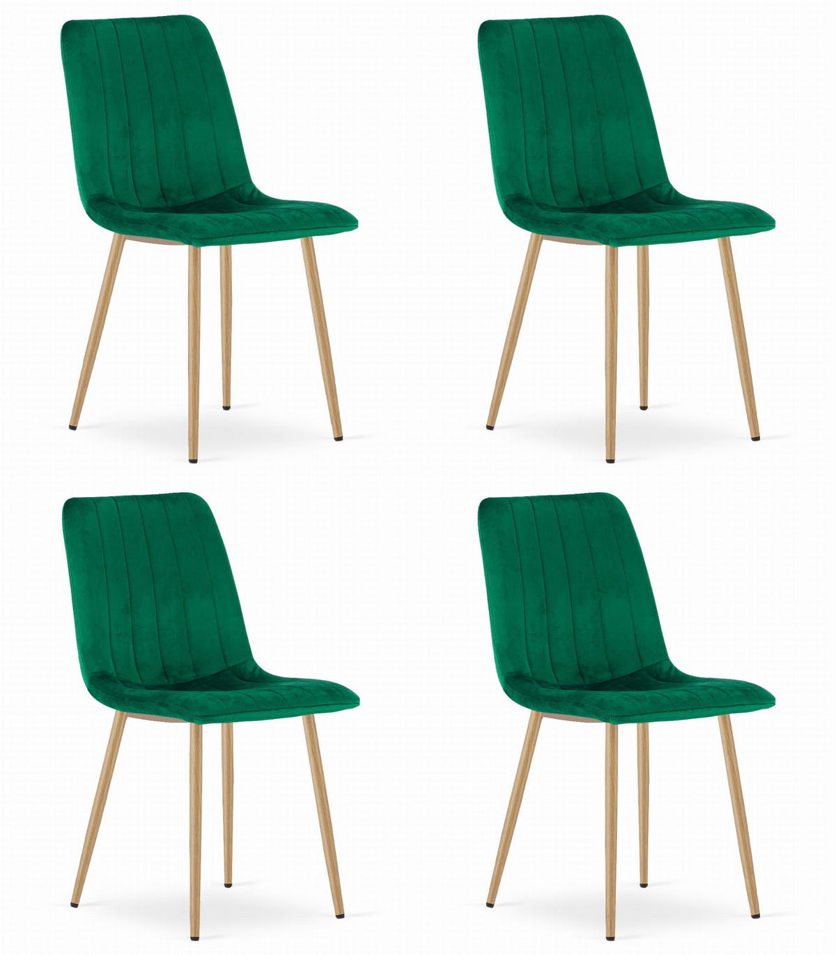 ESSZIMMERSTUHL 4-er Set JEWA dunkelgrüner Sitz, Beine in Holzfarbe - Dunkelgrün/Eichefarben, Textil (43/90/51cm) - Valora